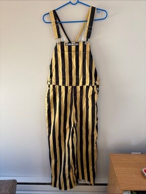 Game Bibs Medium Black and Tan Overalls READ DESCRIPTION